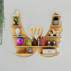 Beautiful Loving Swan Backlit Designer Wooden Wall Shelf / Book Shelf / Night Light, Light Oak Finish - Decor Mantra 