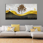 Beautiful Luxury Modern Art of Trees and Deer Premium Wall Painting DECORMANTRA