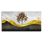 Beautiful Luxury Modern Art of Trees and Deer Premium Wall Painting DECORMANTRA