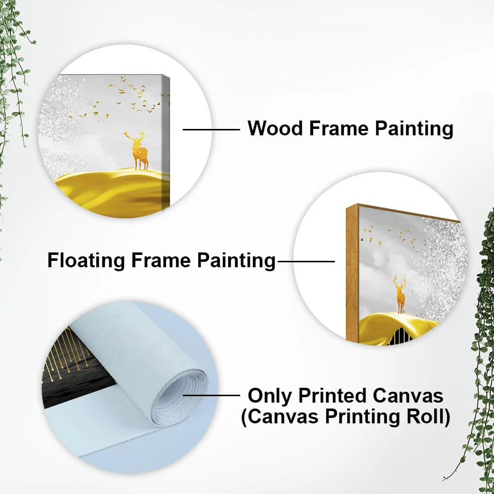 Beautiful Luxury Modern Art of Trees and Deer Premium Wall Painting DECORMANTRA