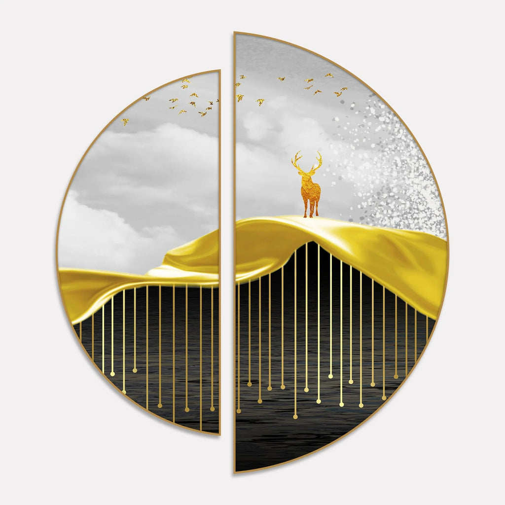 Beautiful Luxury Modern Lines Art Semi Circle Frames Set Of 2 Decor Mantra