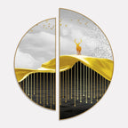 Beautiful Luxury Modern Lines Art Semi Circle Frames Set Of 2 Decor Mantra