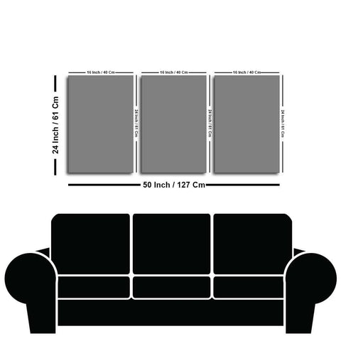 Beautiful Moon and Golden Mountains Wall Painting of 3 Pieces