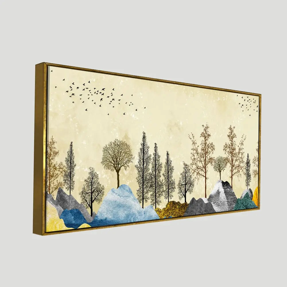 Beautiful Mountain Landscape with Trees Premium Canvas Wall painting DECORMANTRA