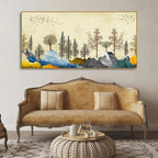 Beautiful Mountain Landscape with Trees Premium Canvas Wall painting DECORMANTRA