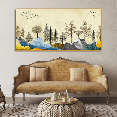 Beautiful Mountain Landscape with Trees Premium Canvas Wall painting