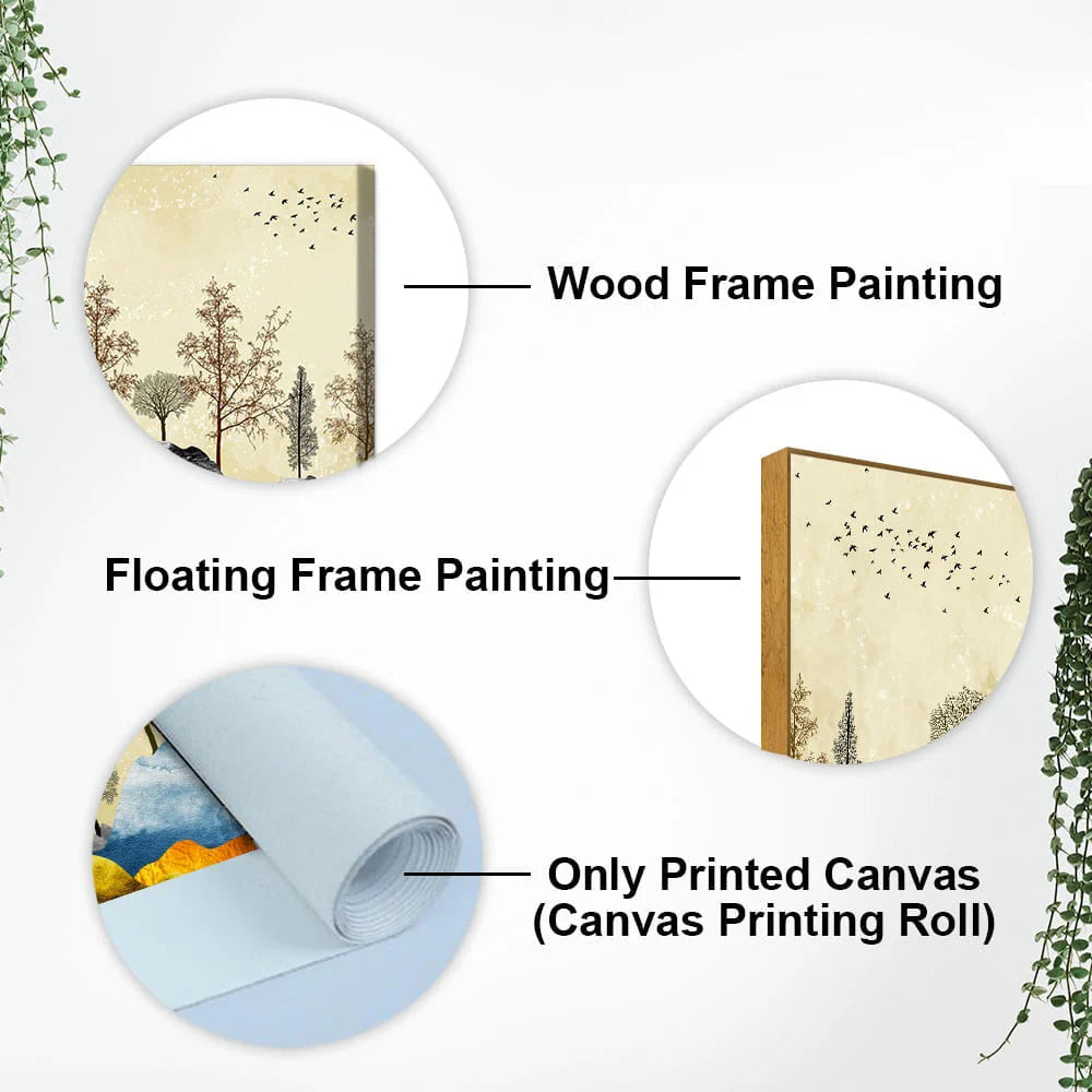 Beautiful Mountain Landscape with Trees Premium Canvas Wall painting DECORMANTRA