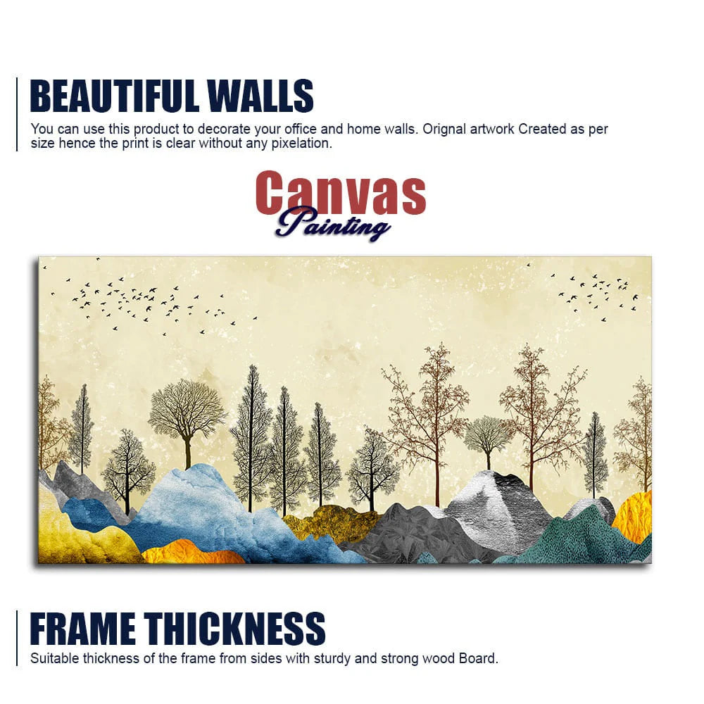 Beautiful Mountain Landscape with Trees Premium Canvas Wall painting DECORMANTRA
