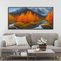 Beautiful Mountains with Autumn foliage of Trees Canvas Wall Painting DECORMANTRA