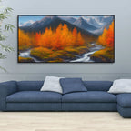 Beautiful Mountains with Autumn foliage of Trees Canvas Wall Painting DECORMANTRA
