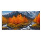 Beautiful Mountains with Autumn foliage of Trees Canvas Wall Painting DECORMANTRA
