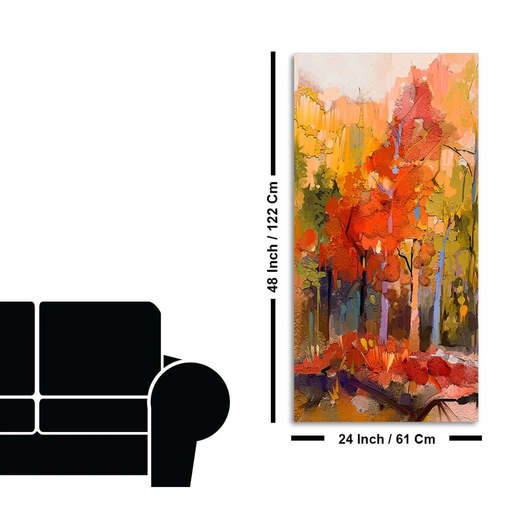 Beautiful Nature Wall Painting of Colorful Autumn Forest DECORMANTRA