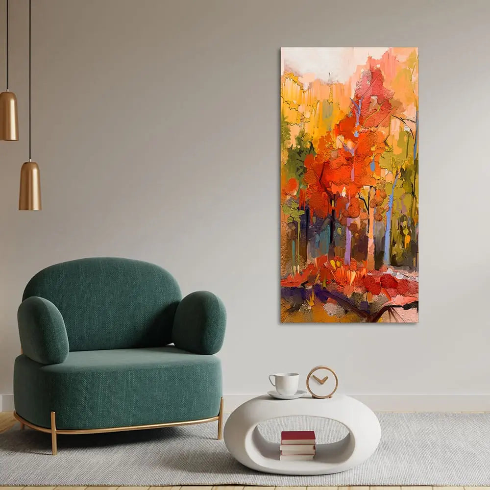 Beautiful Nature Wall Painting of Colorful Autumn Forest DECORMANTRA