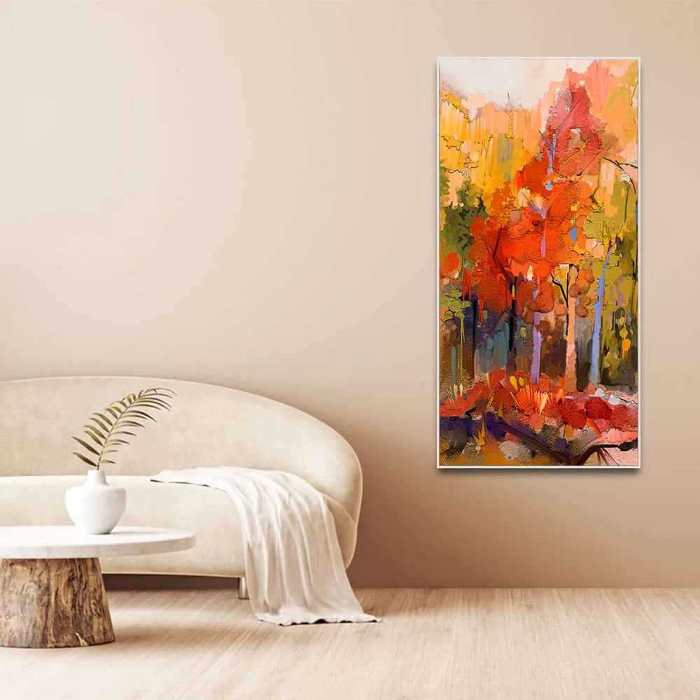 Beautiful Nature Wall Painting of Colorful Autumn Forest DECORMANTRA