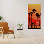 Beautiful Palm Tree at Sunset Canvas Wall Painting DECORMANTRA