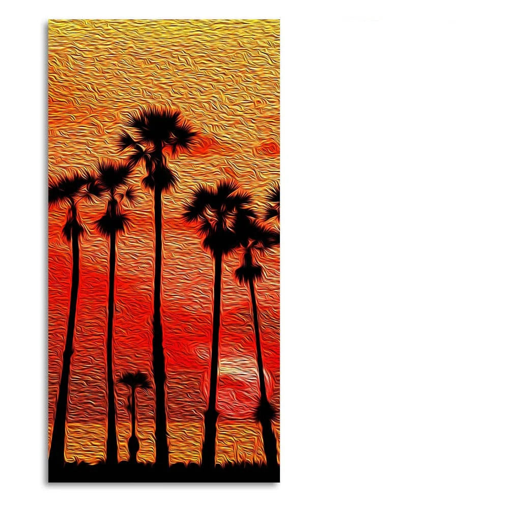 Beautiful Palm Tree at Sunset Canvas Wall Painting DECORMANTRA