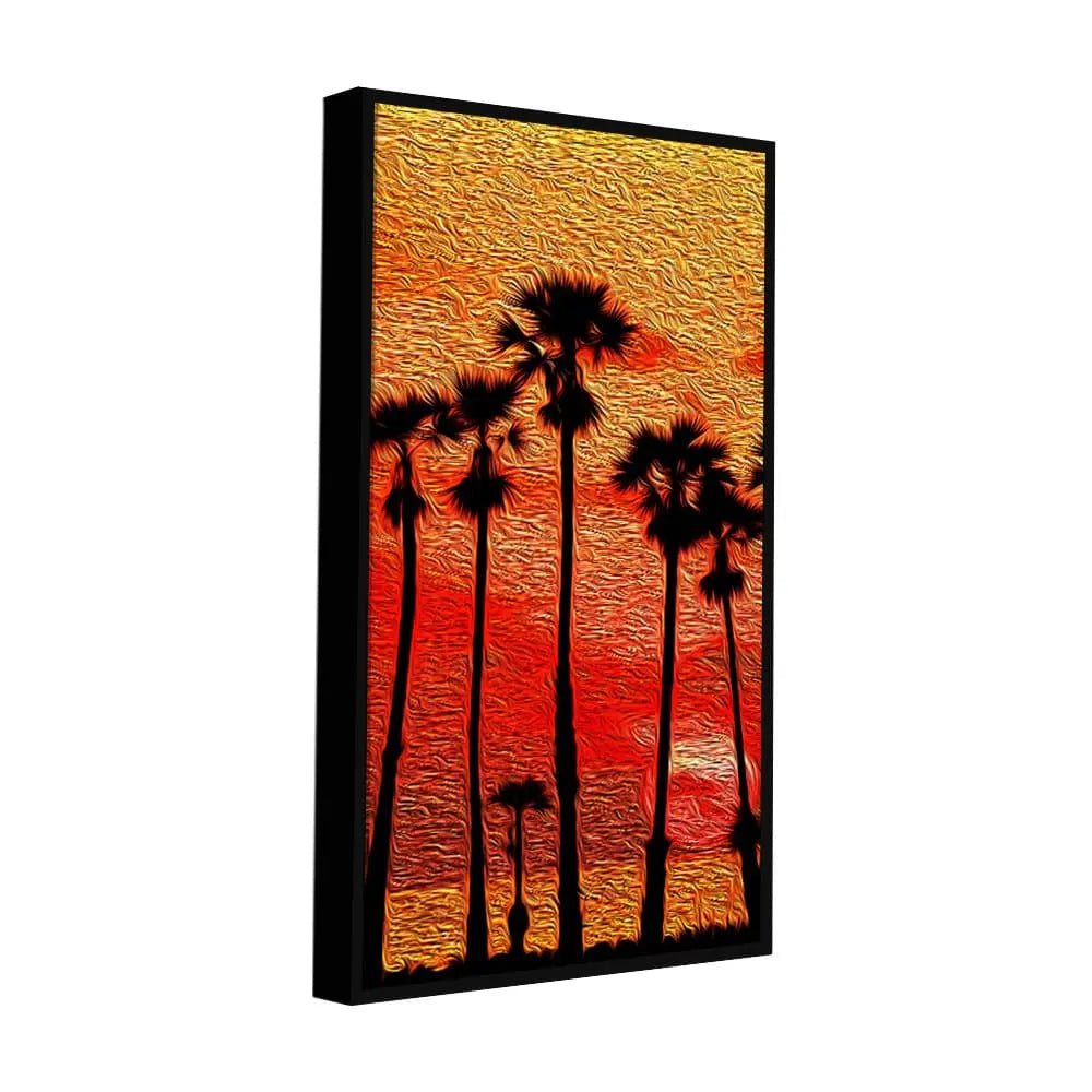 Beautiful Palm Tree at Sunset Canvas Wall Painting DECORMANTRA