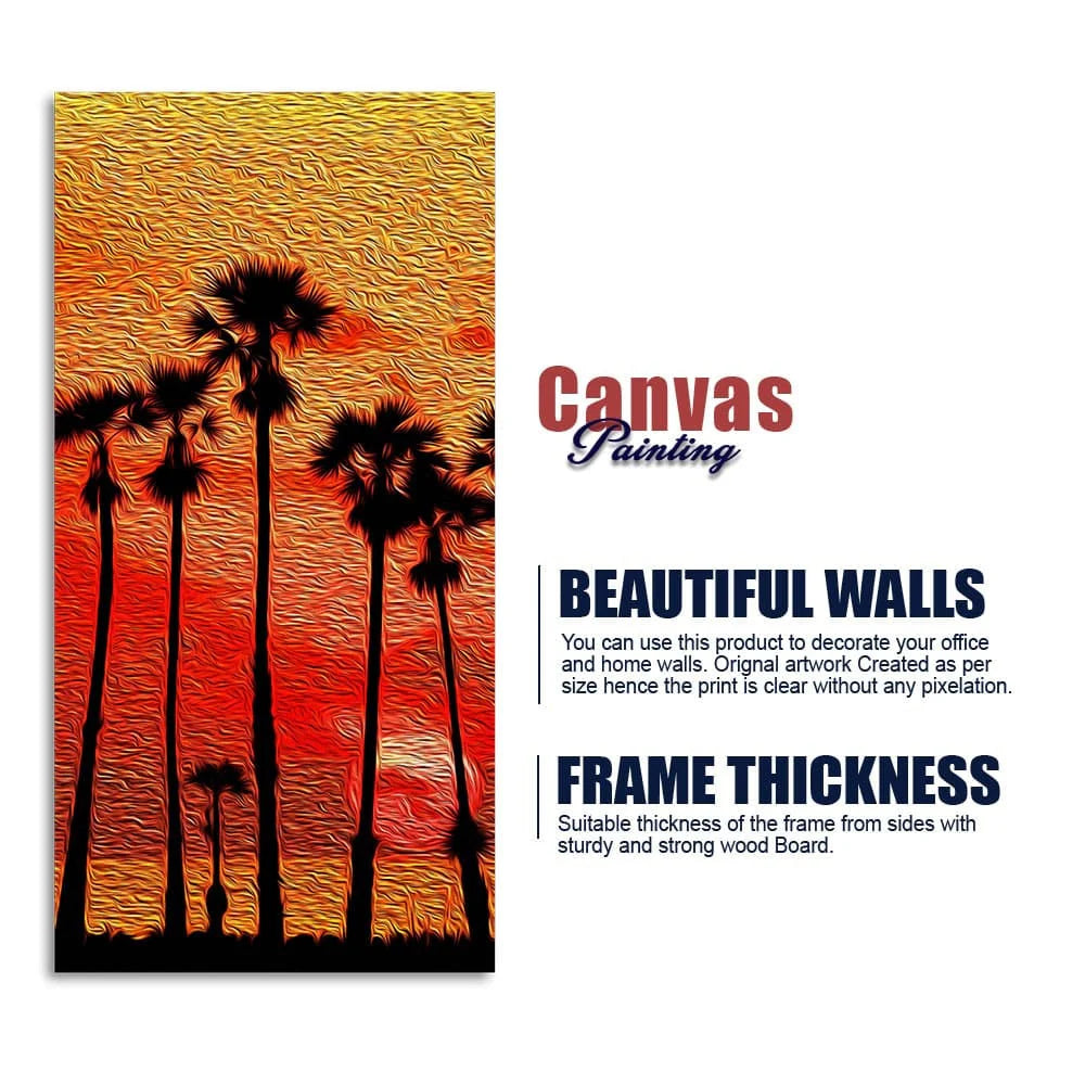Beautiful Palm Tree at Sunset Canvas Wall Painting DECORMANTRA