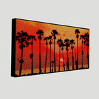 Beautiful Palm Tree on Sunset Canvas Wall Painting DECORMANTRA
