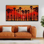 Beautiful Palm Tree on Sunset Canvas Wall Painting DECORMANTRA