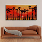 Beautiful Palm Tree on Sunset Canvas Wall Painting DECORMANTRA