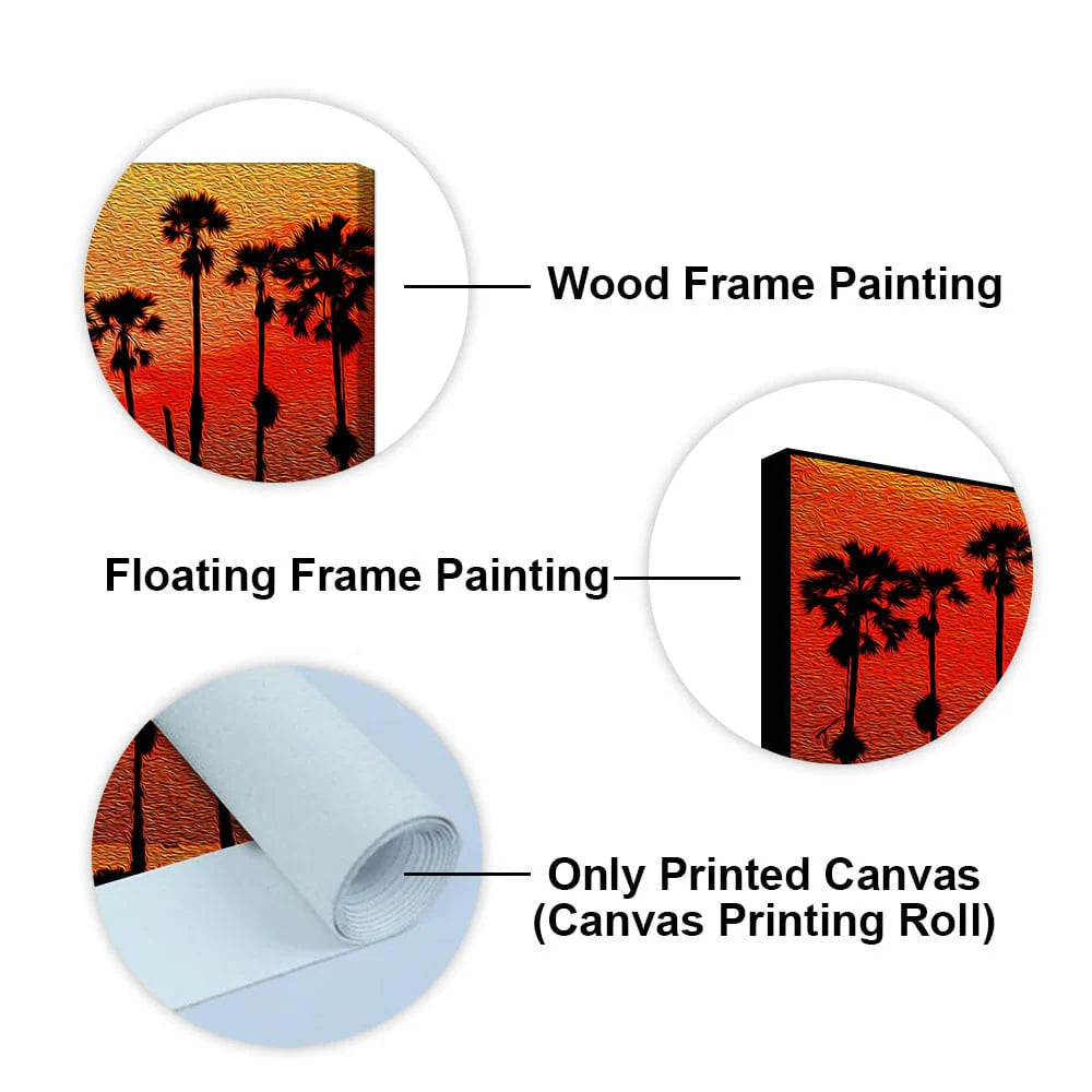 Beautiful Palm Tree on Sunset Canvas Wall Painting DECORMANTRA