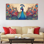 Beautiful Peacock in Traditional Style Canvas Wall Painiting Decor Mantra