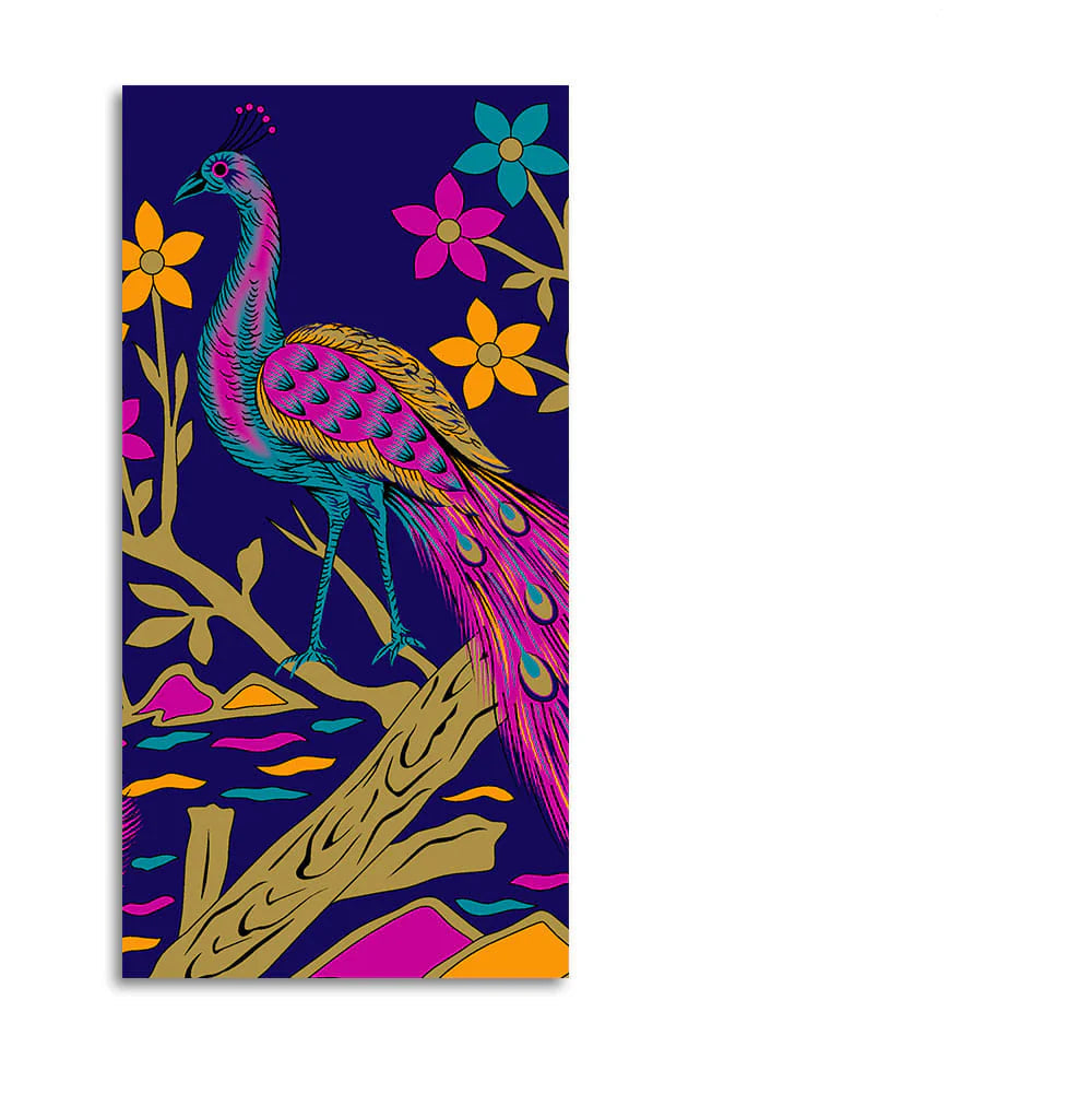 Beautiful Peacock with Flower art Premium Wall Painting Decor Mantra