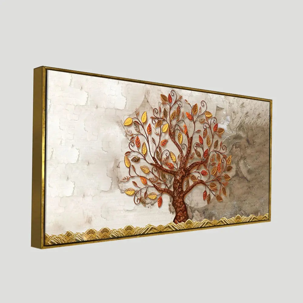 Beautiful Red and Yellow Leaf Tree Canvas Wall Painting DECORMANTRA