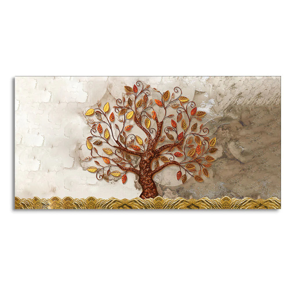 Beautiful Red and Yellow Leaf Tree Canvas Wall Painting DECORMANTRA