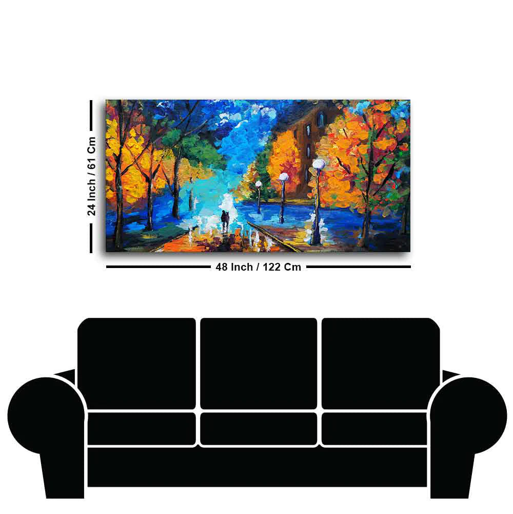Beautiful Scenery of Couple Dating Canvas Wall Painting DECORMANTRA