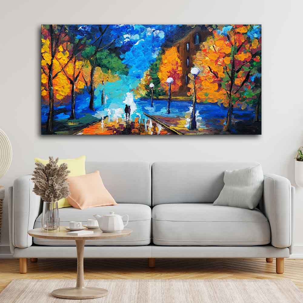 Beautiful Scenery of Couple Dating Canvas Wall Painting DECORMANTRA