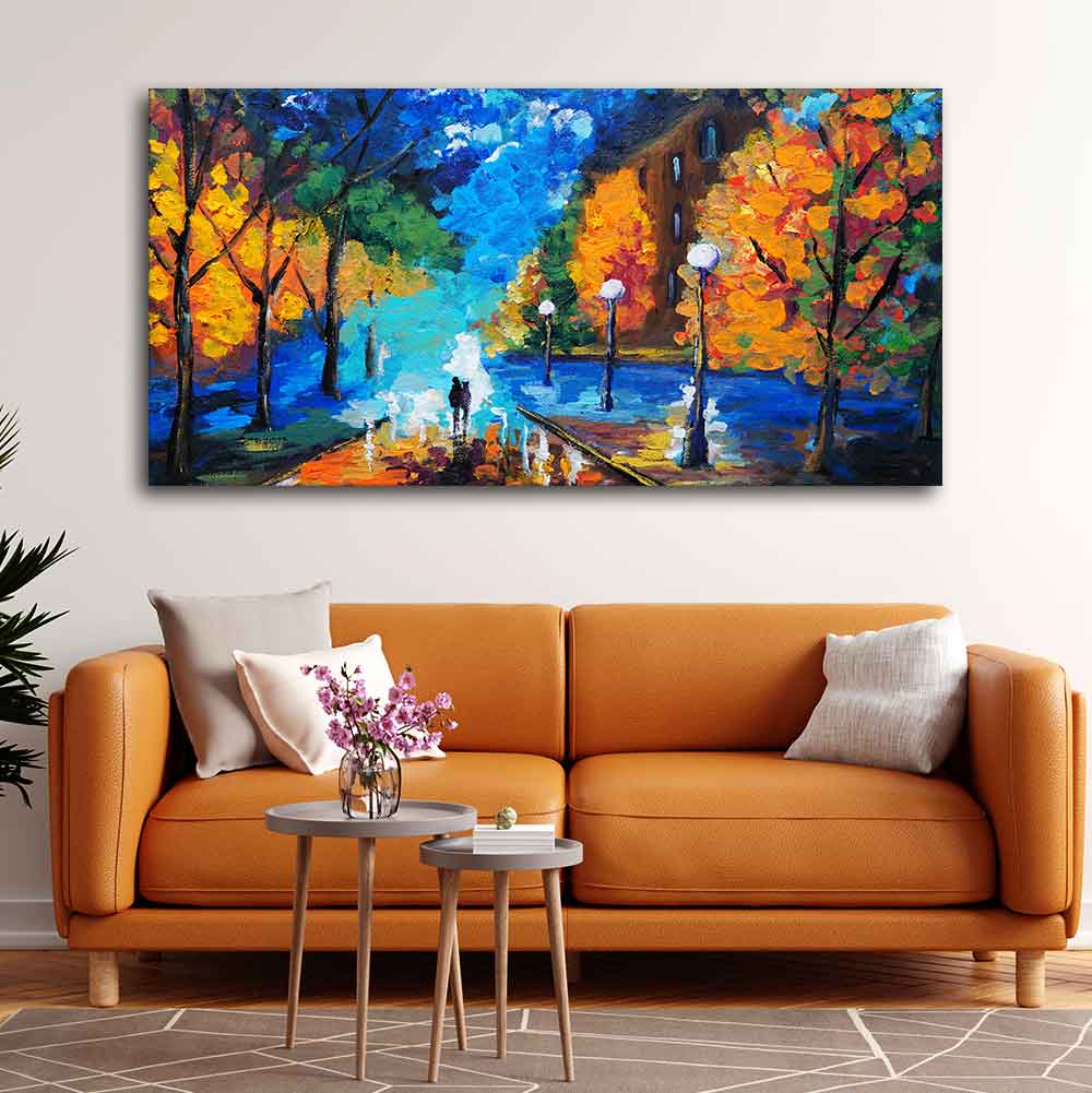Beautiful Scenery of Couple Dating Canvas Wall Painting DECORMANTRA