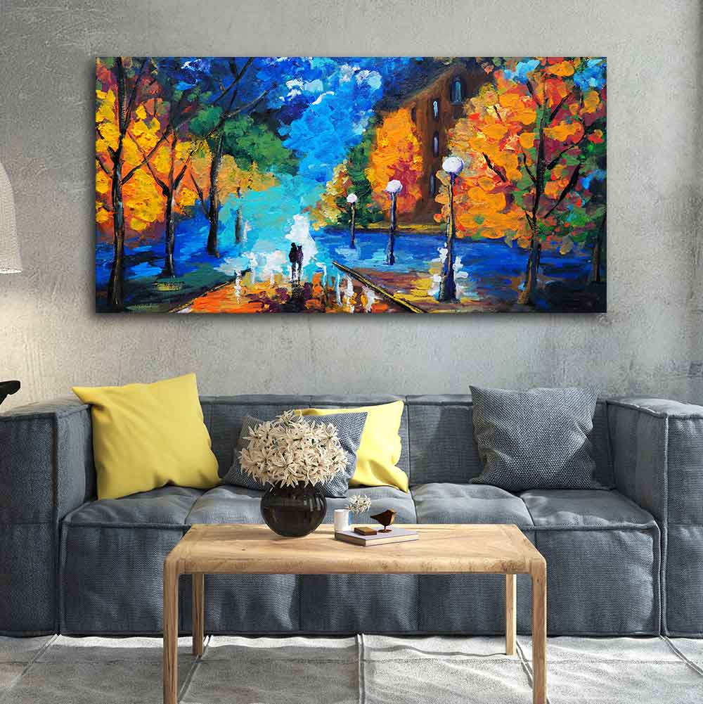 Beautiful Scenery of Couple Dating Canvas Wall Painting DECORMANTRA