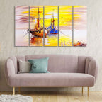 Beautiful Scenery of Sailing Ship on the Ocean Five Pieces Wall Painting DECORMANTRA