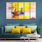 Beautiful Scenery of Sailing Ship on the Ocean Five Pieces Wall Painting DECORMANTRA