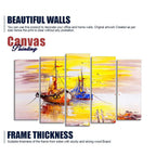 Beautiful Scenery of Sailing Ship on the Ocean Wall Painting Set of Five DECORMANTRA