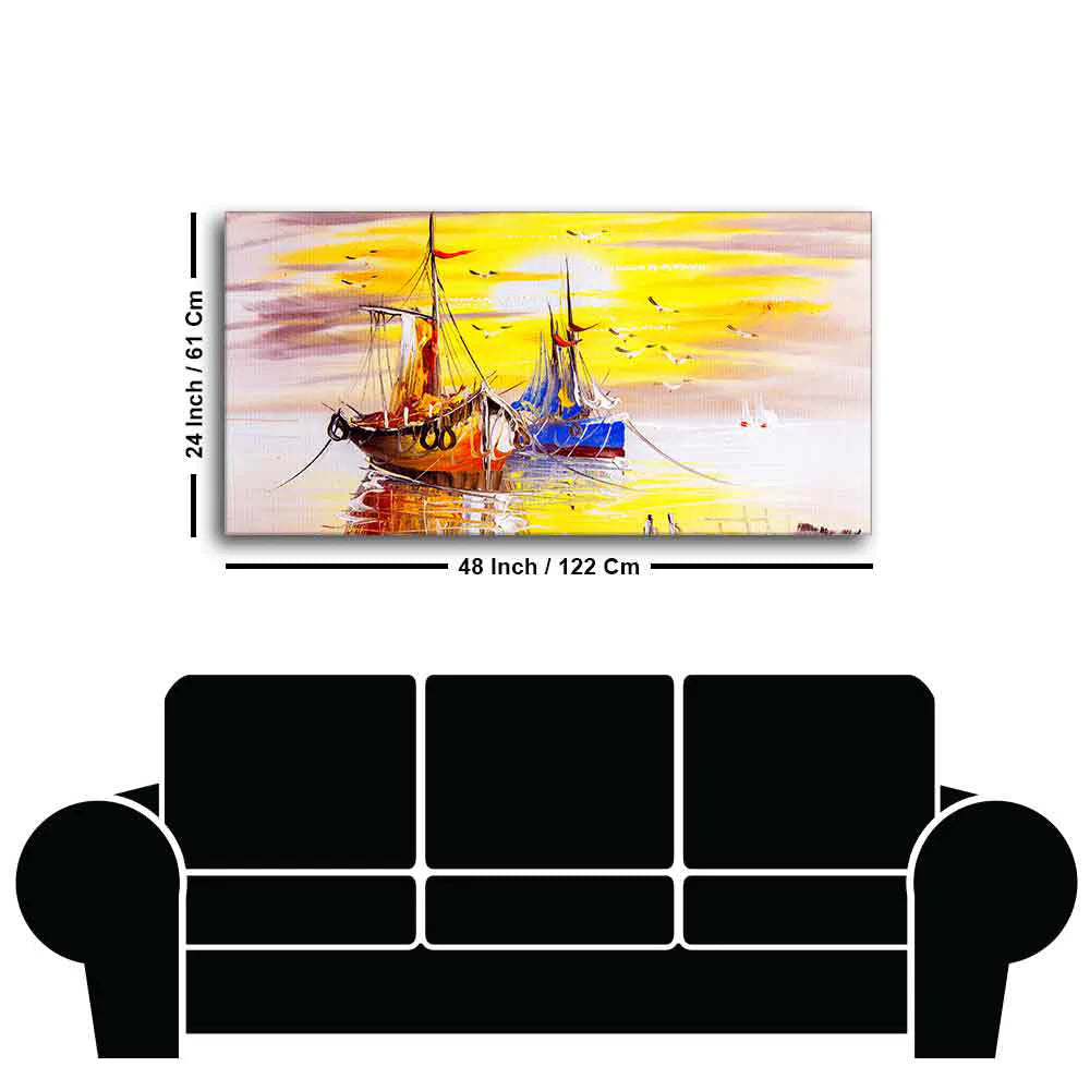 Beautiful Scenery of Sailing Ship on the Ocean Wall Painting DECORMANTRA