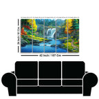 Beautiful Scenery of Waterfall in Forest Canvas Wall Painting Set of Five DECORMANTRA