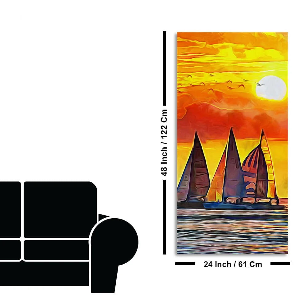 Beautiful Seascape with Sunset Wall Painting DECORMANTRA