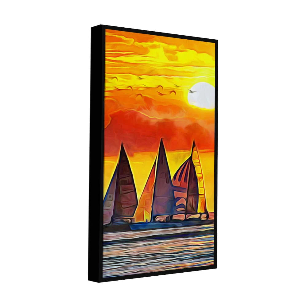 Beautiful Seascape with Sunset Wall Painting DECORMANTRA