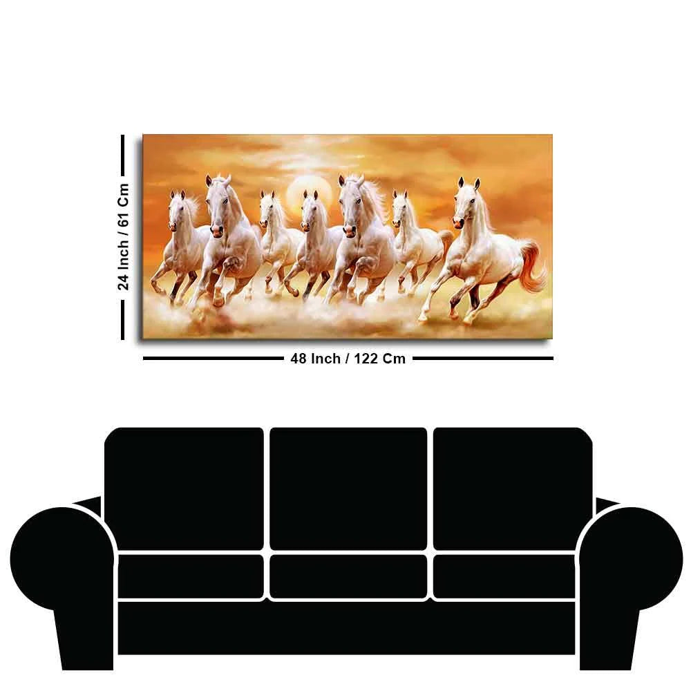 Beautiful Seven Running Horses Canvas Big Wall Painting DECORMANTRA