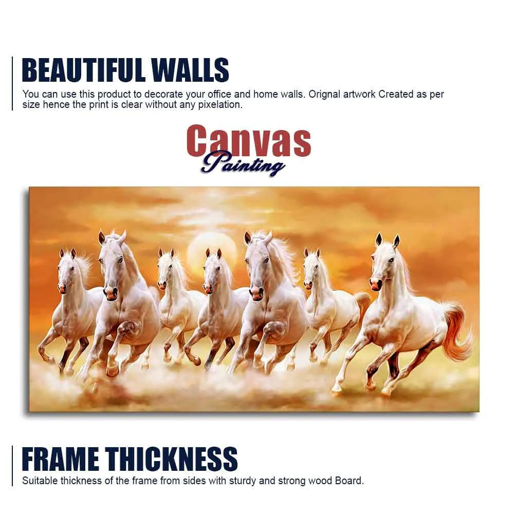 Beautiful Seven Running Horses Canvas Big Wall Painting DECORMANTRA
