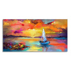 Beautiful Ship in the Ocean Abstract Scenery Canvas Wall Painting DECORMANTRA