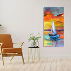 Beautiful Ship in the Ocean Abstract Scenery Premium Canvas Wall Painting DECORMANTRA