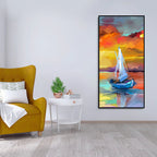 Beautiful Ship in the Ocean Abstract Scenery Premium Canvas Wall Painting DECORMANTRA