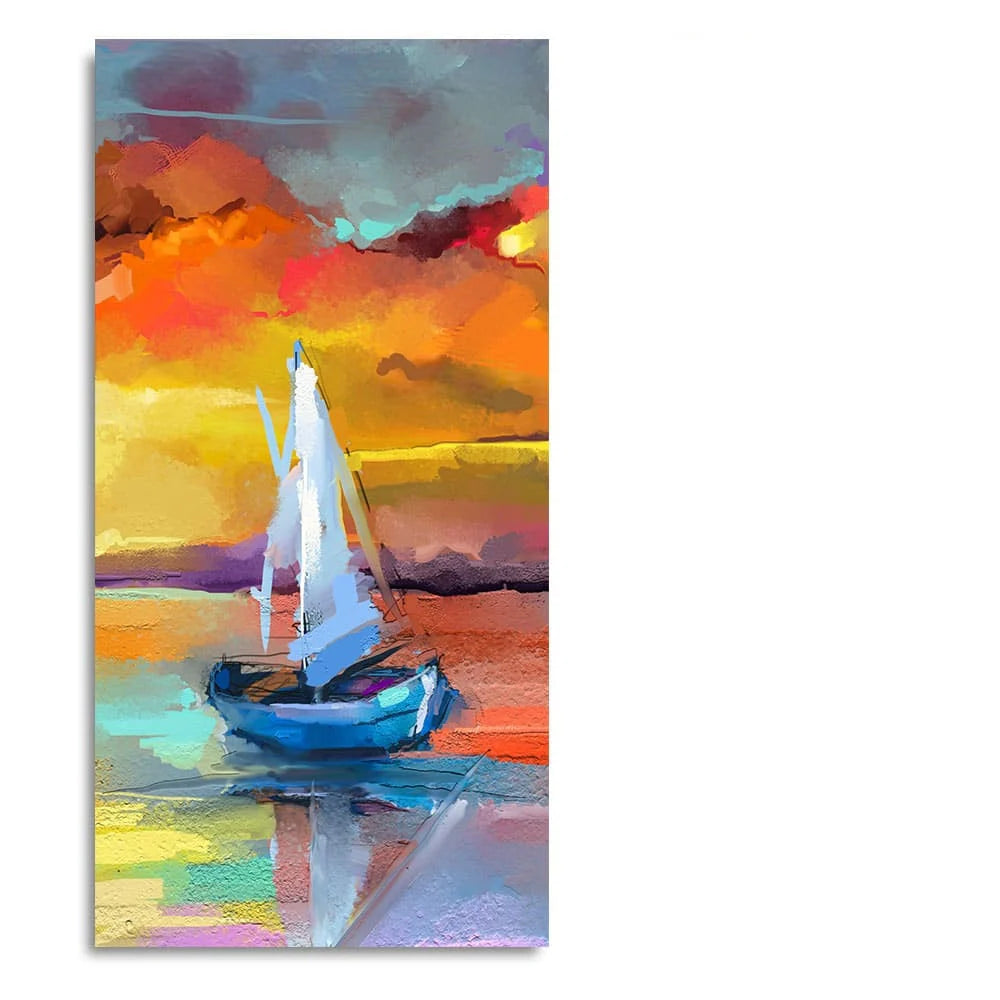 Beautiful Ship in the Ocean Abstract Scenery Premium Canvas Wall Painting DECORMANTRA