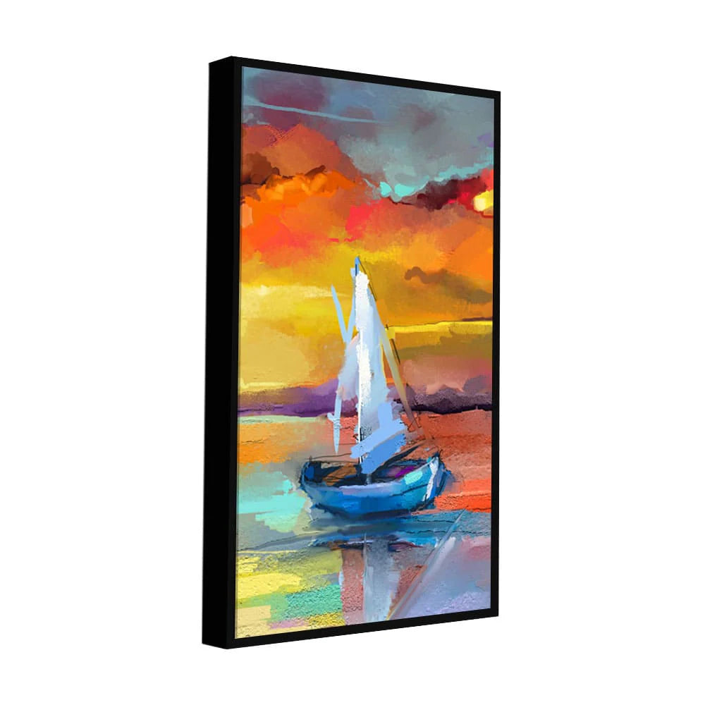 Beautiful Ship in the Ocean Abstract Scenery Premium Canvas Wall Painting DECORMANTRA