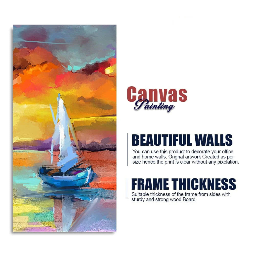 Beautiful Ship in the Ocean Abstract Scenery Premium Canvas Wall Painting DECORMANTRA