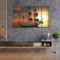 Beautiful Ship in the Sea Canvas Wall Painting 5 Pieces DECORMANTRA